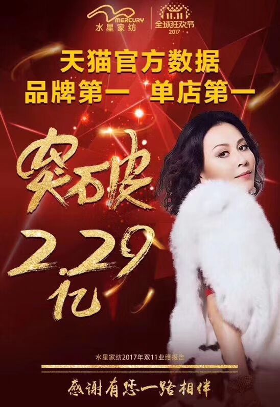 嗨爆雙十一！四川新華電腦學(xué)院助力水星家紡?fù)黄?.29億